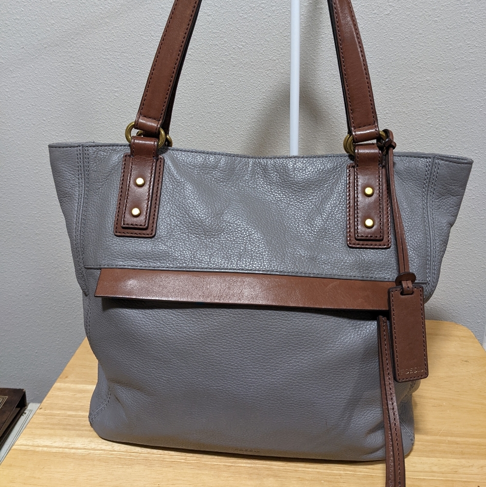Fossil Leather Tote Bag